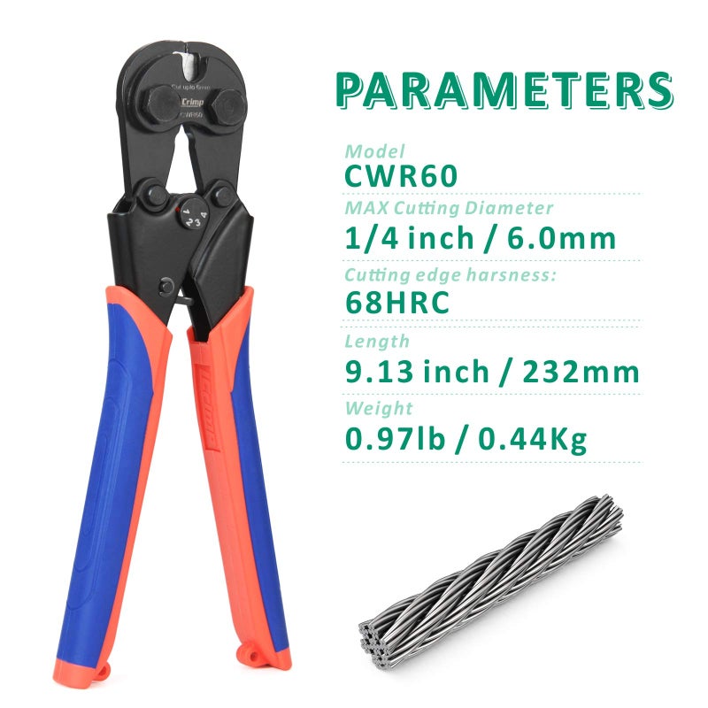 iCrimp Wire Rope Cutter for up to 6mm Rope, Bicycle & Aircraft Cable, Copper & Piano Wire (CWR60) - Image 2